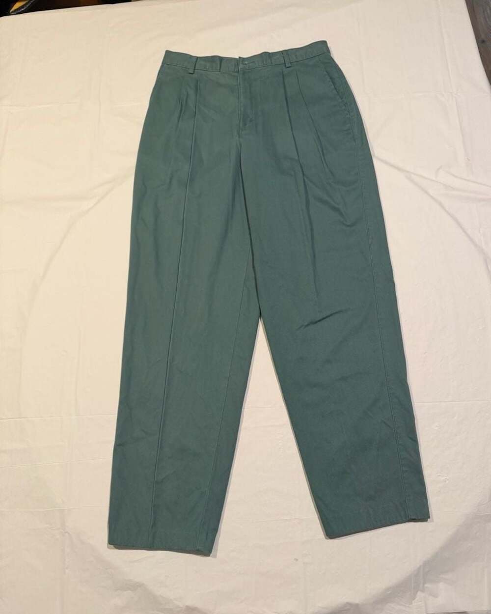 80s / 90s Vintage Dockers 100% Cotton Pleated Trousers Green Size 12